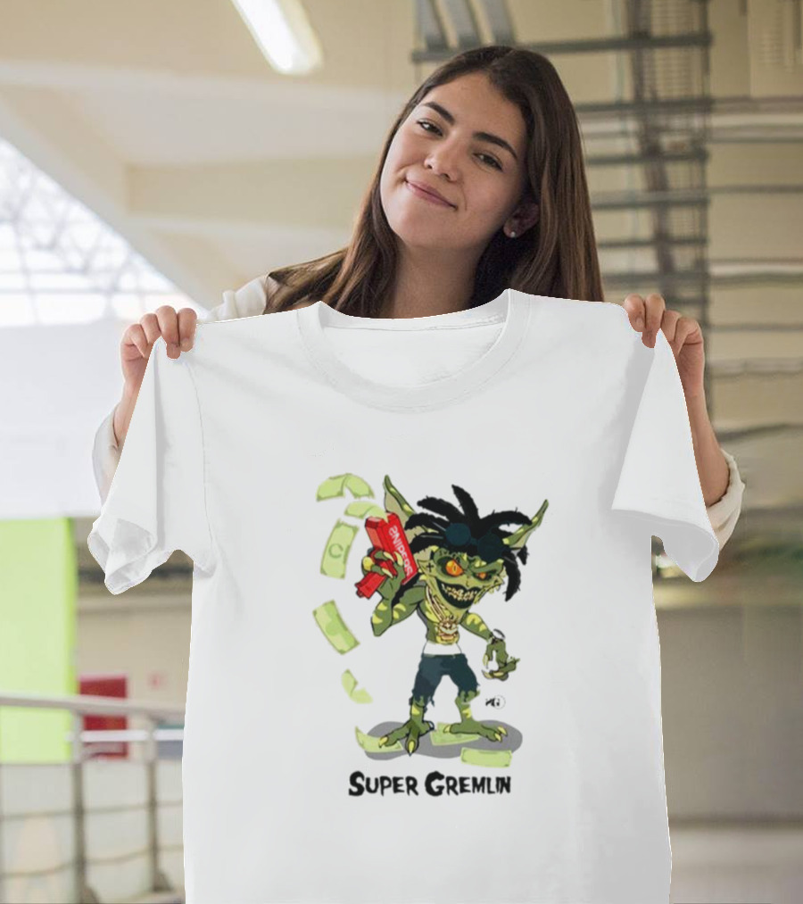Sniper Gang Super Gremlin Cartoon with Cash and Red Gun T-Shirt