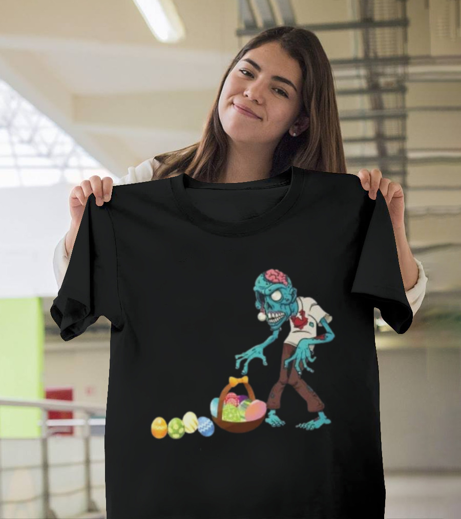 Zombie Collecting Happy Easter Eggs T-Shirt