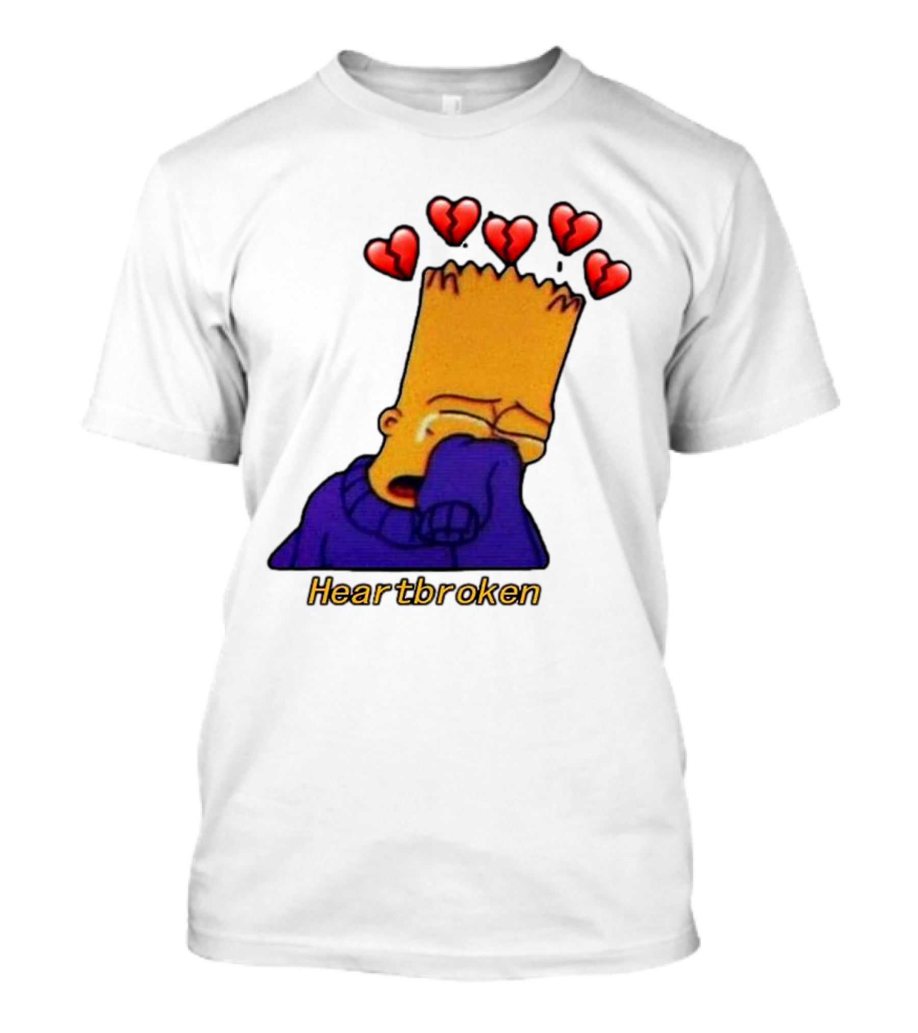 Bart Simpson Heartbroken Crying With Broken Hearts T-Shirt