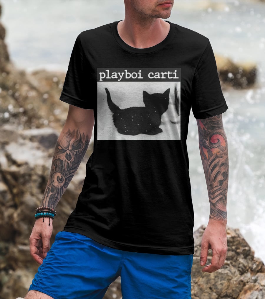 Playboi Carti Starry Black Cat Minimalist Aesthetic T-Shirt