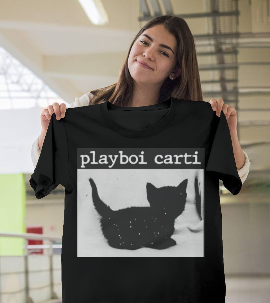Playboi Carti Starry Black Cat Minimalist Aesthetic T-Shirt