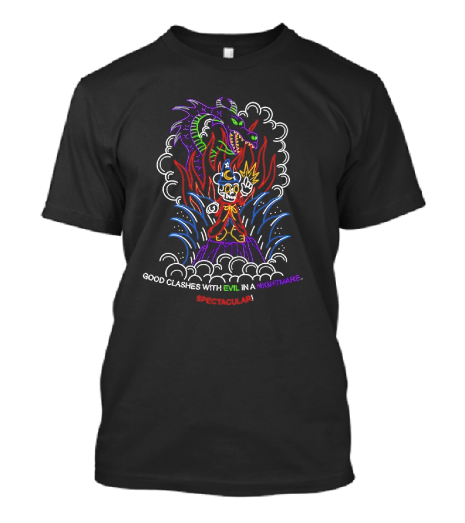 Good Clashes With Evil In A Neon Nightmare Spectacular T-Shirt