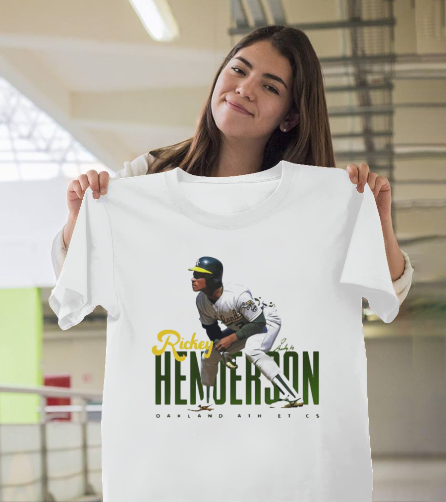 Rickey Henderson Oakland Athletics Vintage Signature T-Shirt