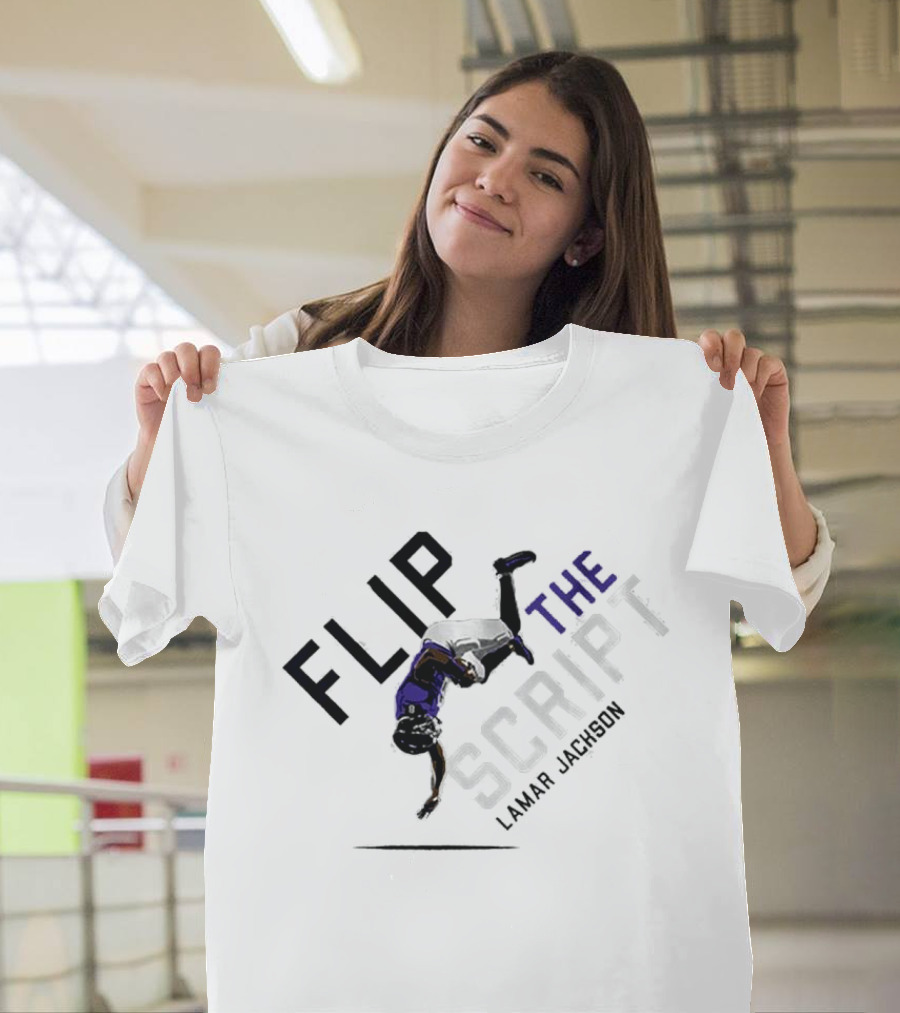 Flip The Script Lamar Jackson 08 Player Action T-Shirt
