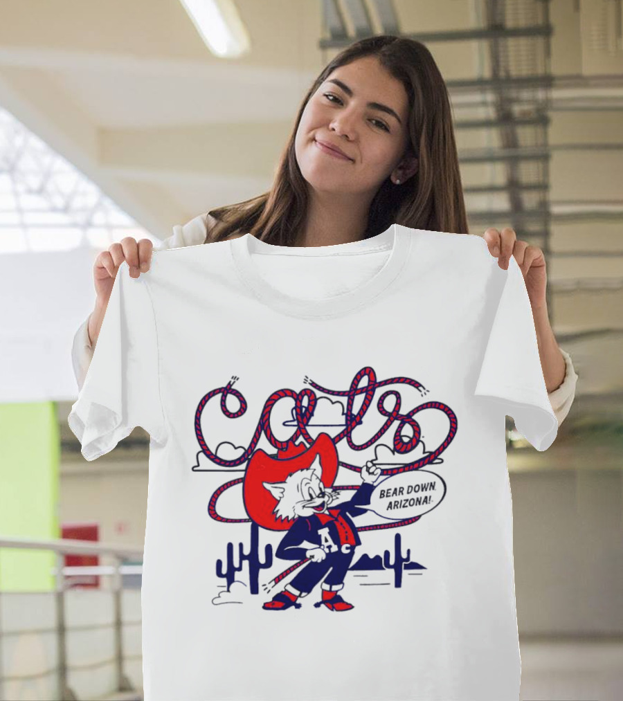 Arizona Cats Bear Down Wild West Lasso Cactus Cowboy T-Shirt