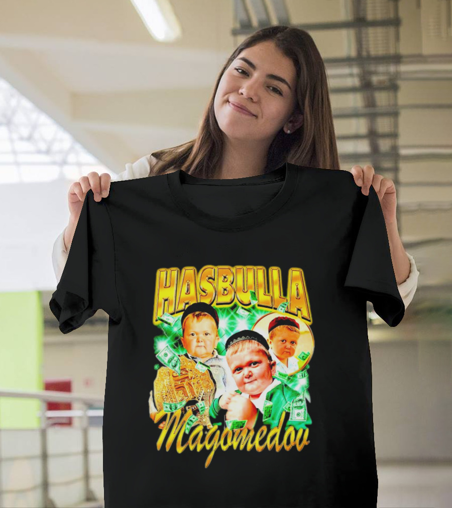 Hasbulla Magomedov Money Collage With Belt And Face Expressions T-Shirt