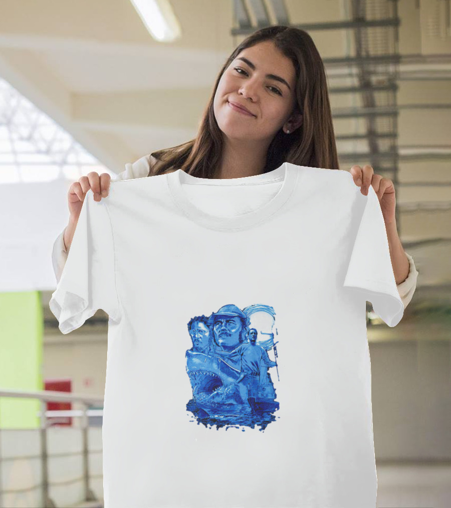 Jaws Bigger Boat Movie Characters And Shark Scene T-Shirt
