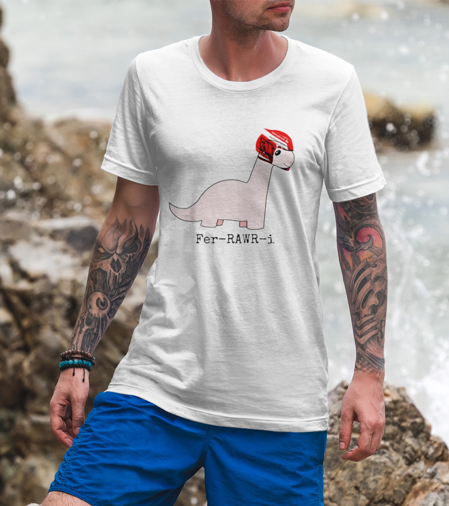 Fer-Rawr-i Dino With Racing Helmet T-Shirt