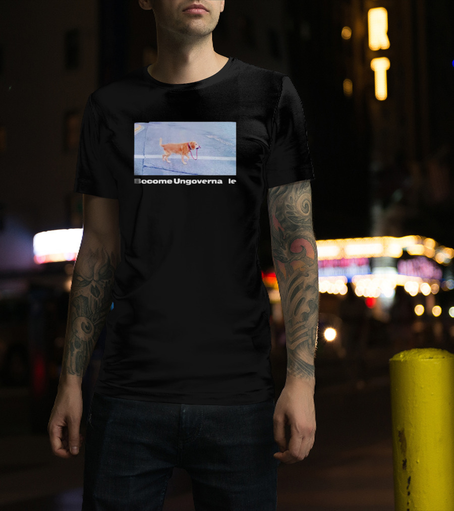 Dog Become Ungovernable Crossing Street With Leash In Mouth T-Shirt