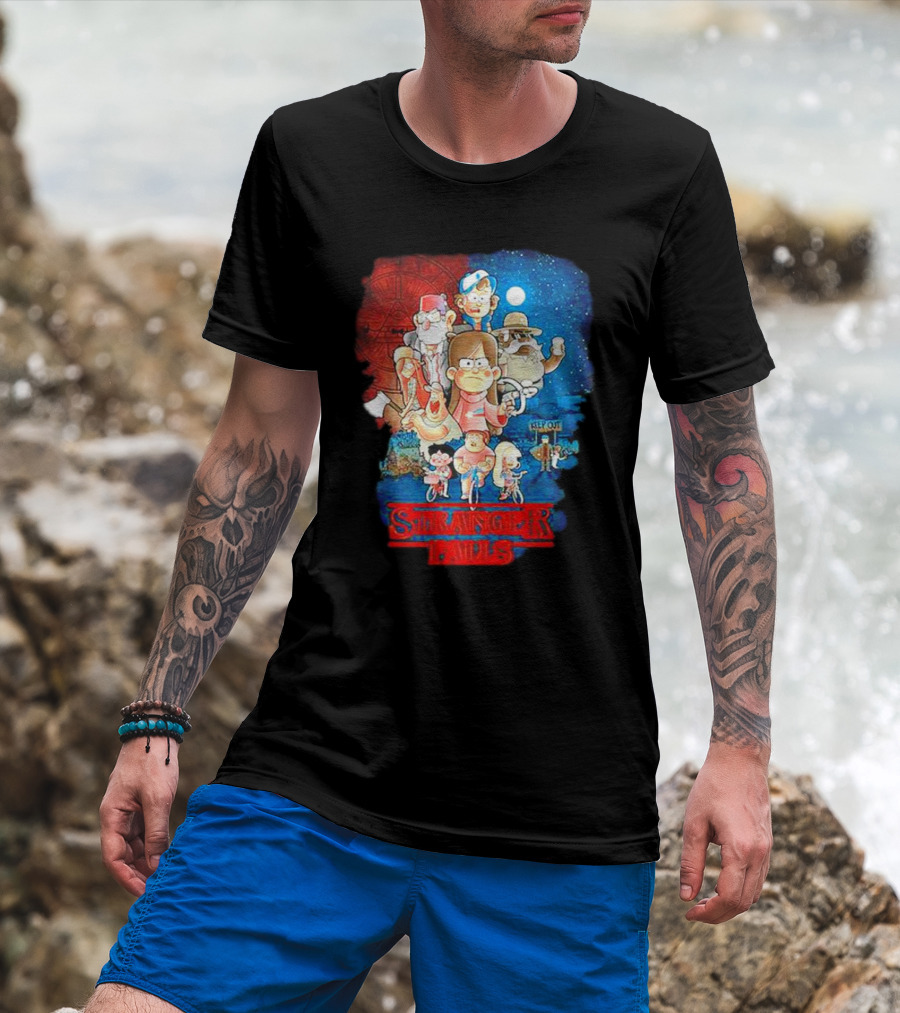 Stranger Falls Gravity Falls Parody Nighttime Adventure Scene T-Shirt