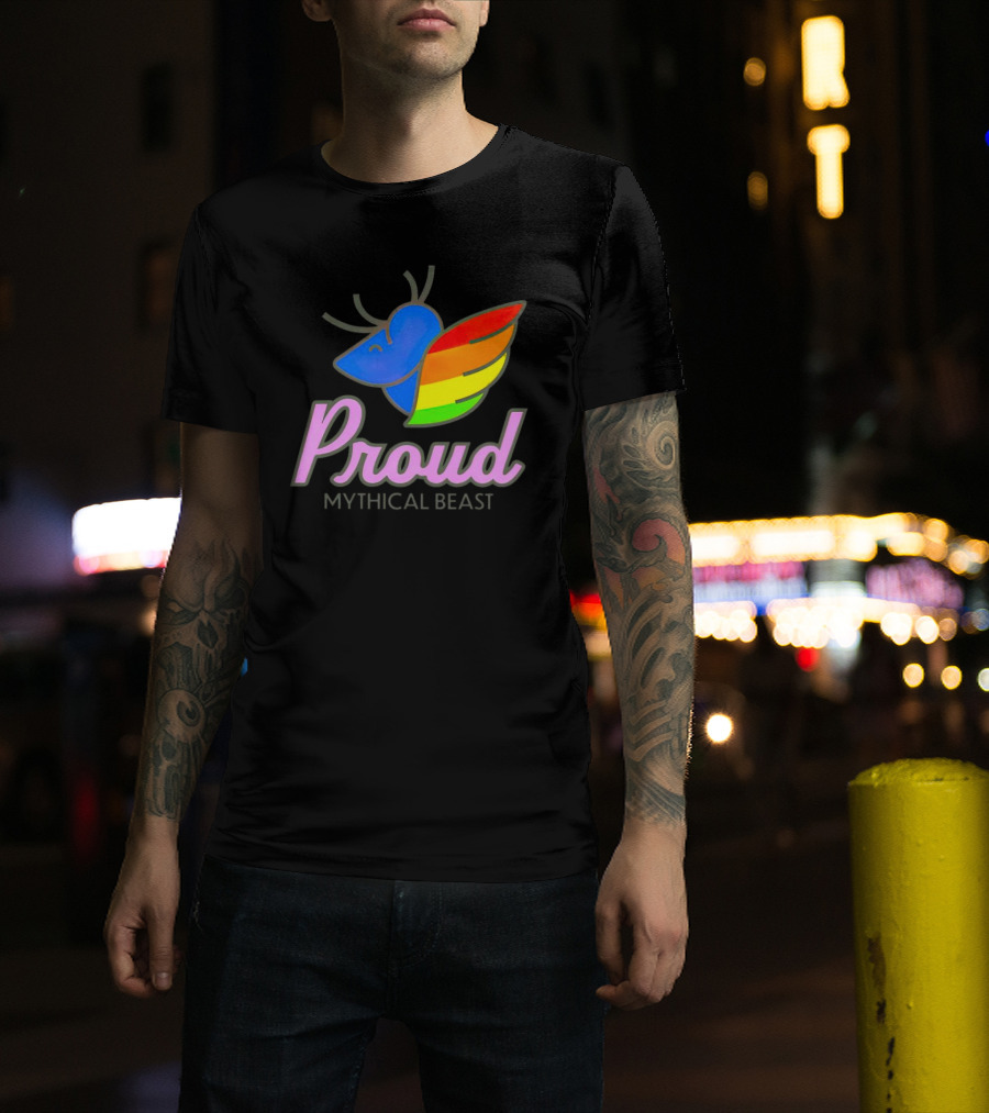 Proud Mythical Beast Rainbow Antler Wing T-Shirt