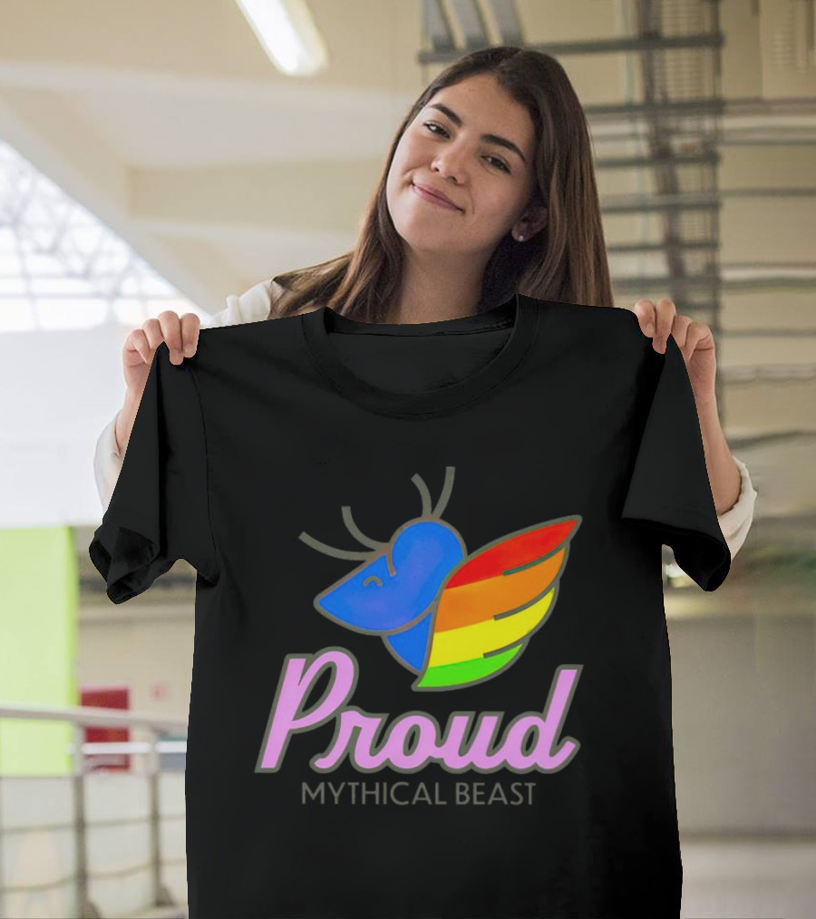Proud Mythical Beast Rainbow Antler Wing T-Shirt