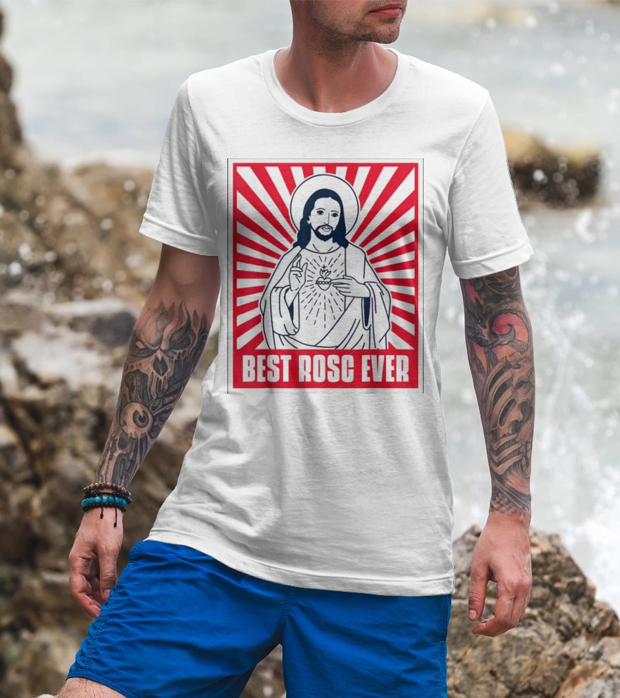 Jesus Best Rosc Ever Iconic Sacred Heart Red Sunburst T-Shirt