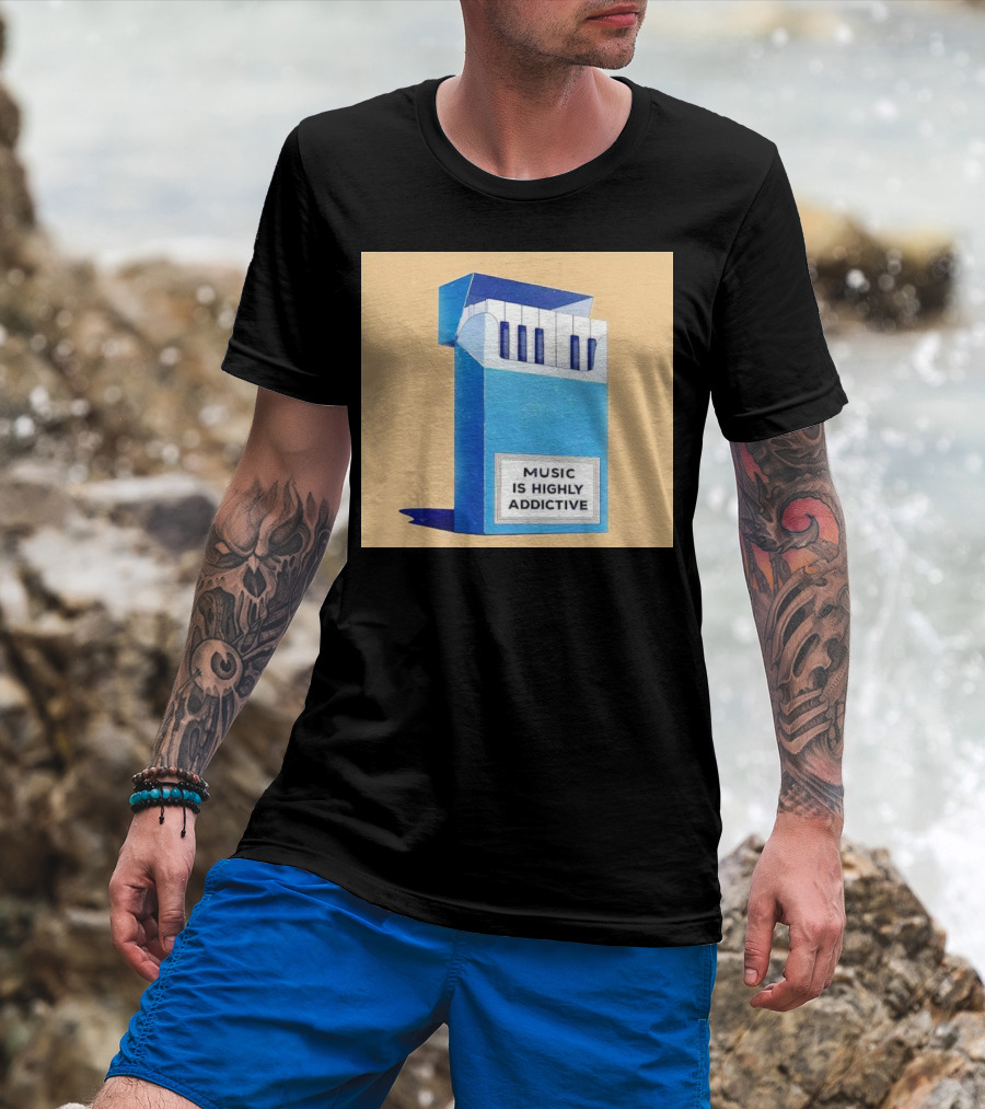 Music Is Highly Addictive Piano Cigarette Pack Visual T-Shirt