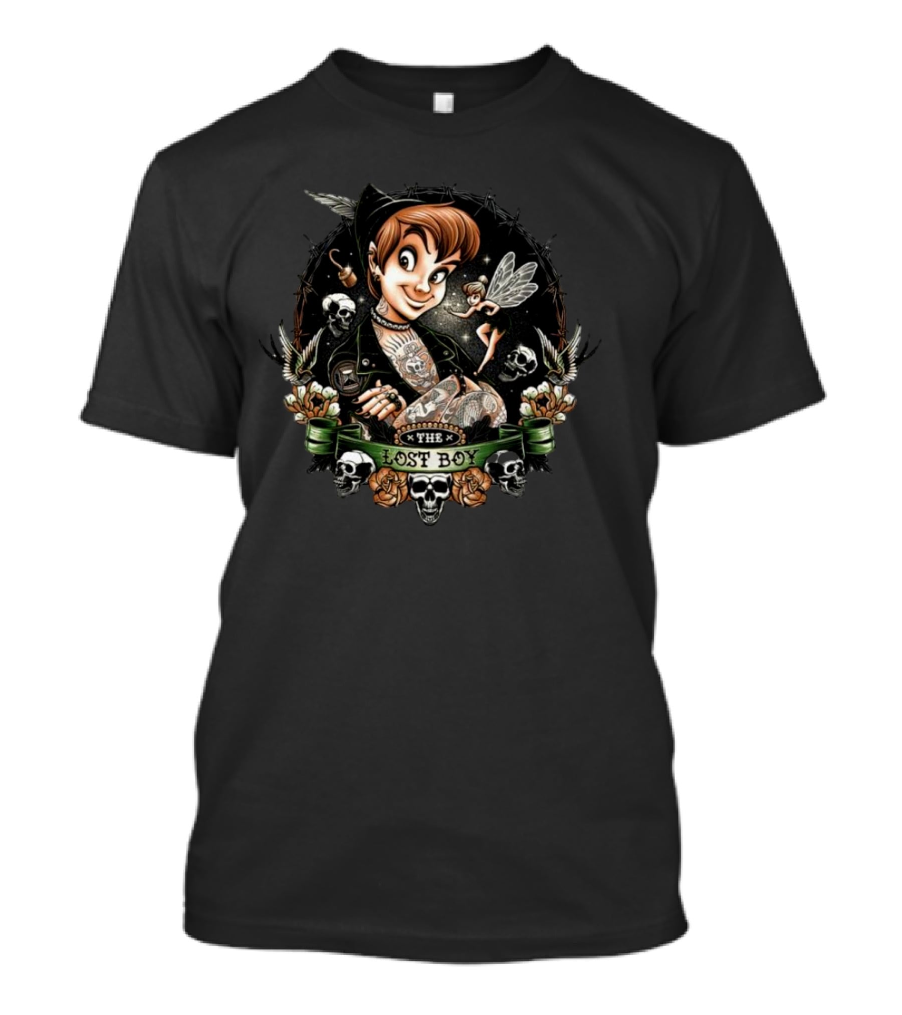 Peter Pan The Lost Boy Fairy Skulls Tattoo T-Shirt