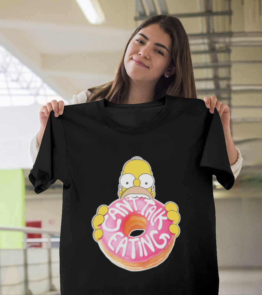 The Simpsons Homer Can't Talk Eating Donut T-Shirt
