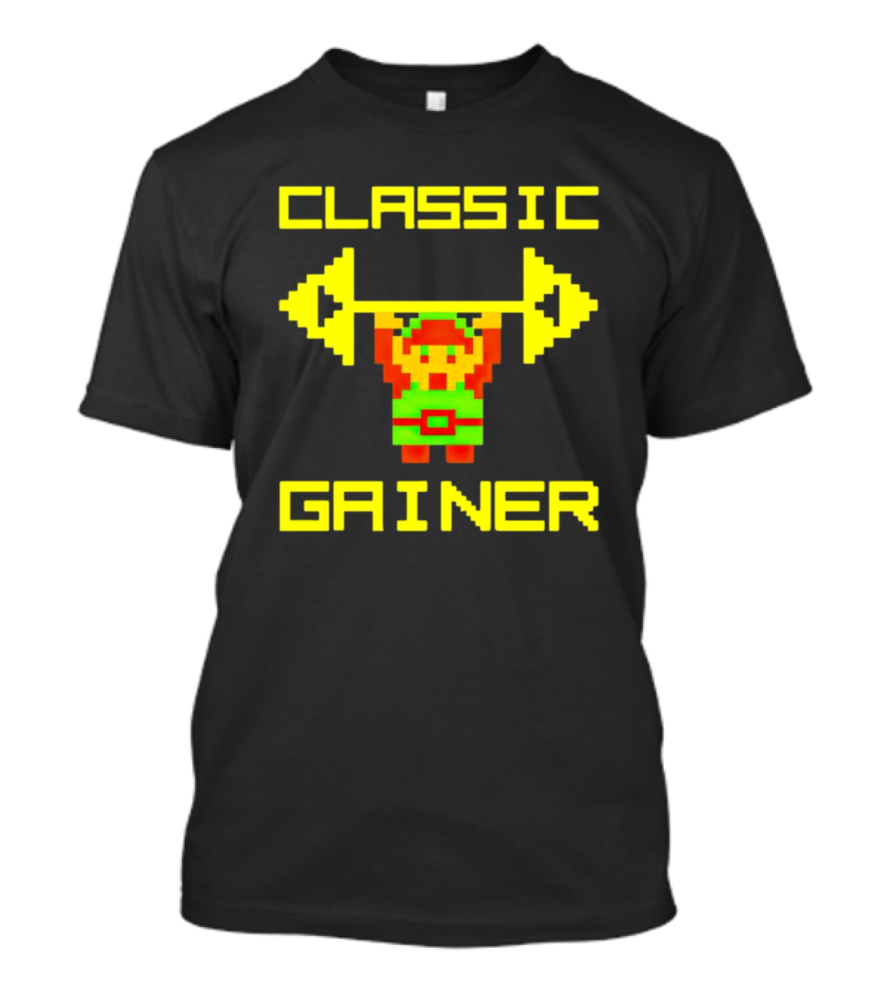 Classic Gainer Pixel Art Gym Game Workout T-Shirt