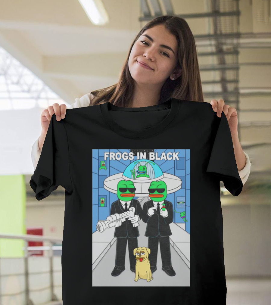 Frogs in Black T-Shirt