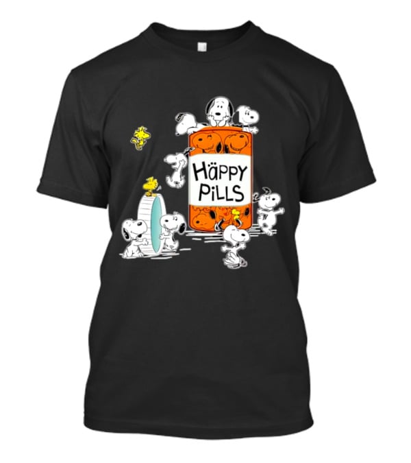 Happi Pills Snoopy Woodstock Cartoon Characters T-Shirt