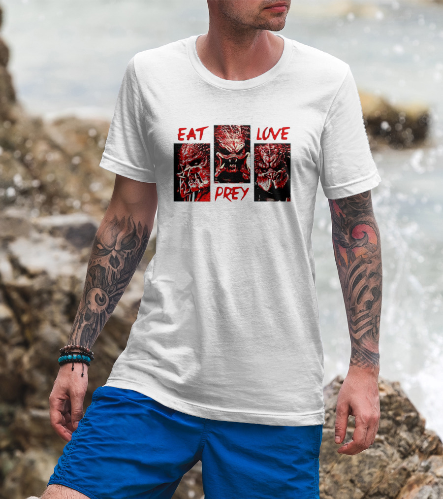 Eat Prey Love Predator Red Creature Faces T-Shirt