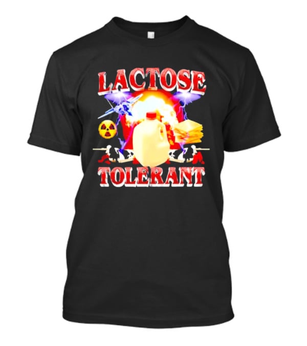 Lactose Tolerant Milk Jug Cheese Nuclear Symbol Cows Explosion T-Shirt