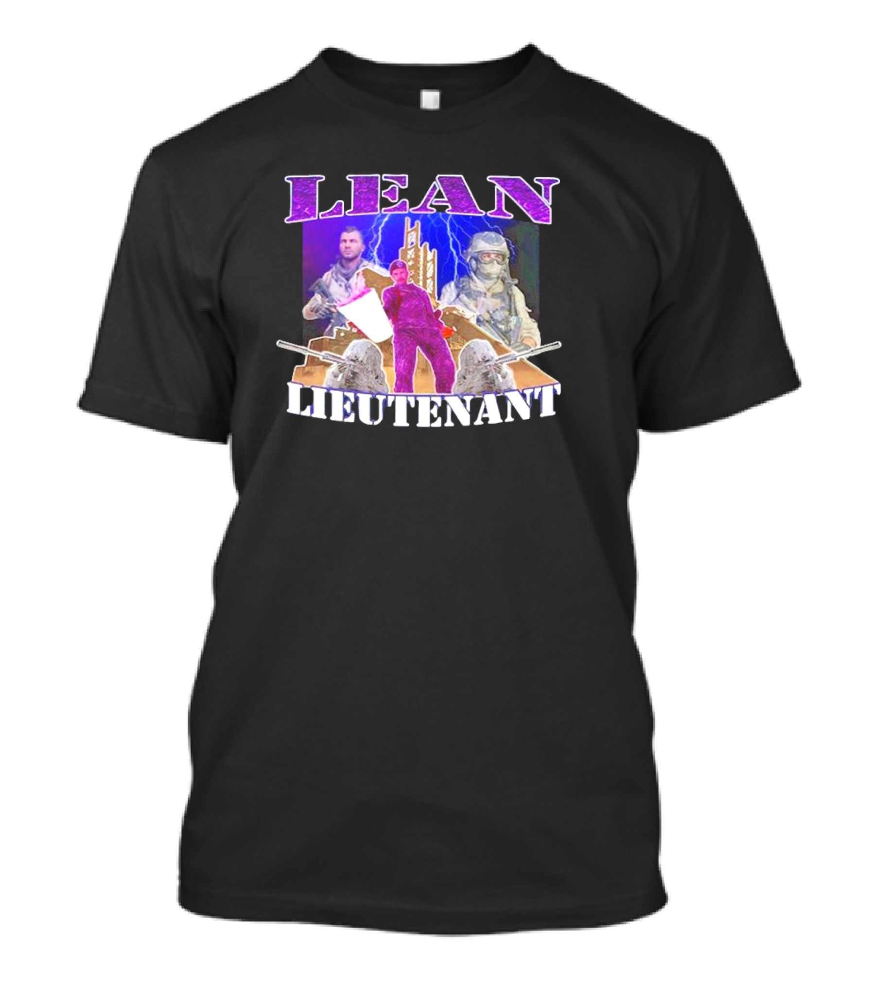 LEAN LIEUTENANT Soldiers With Lightning Background T-Shirt