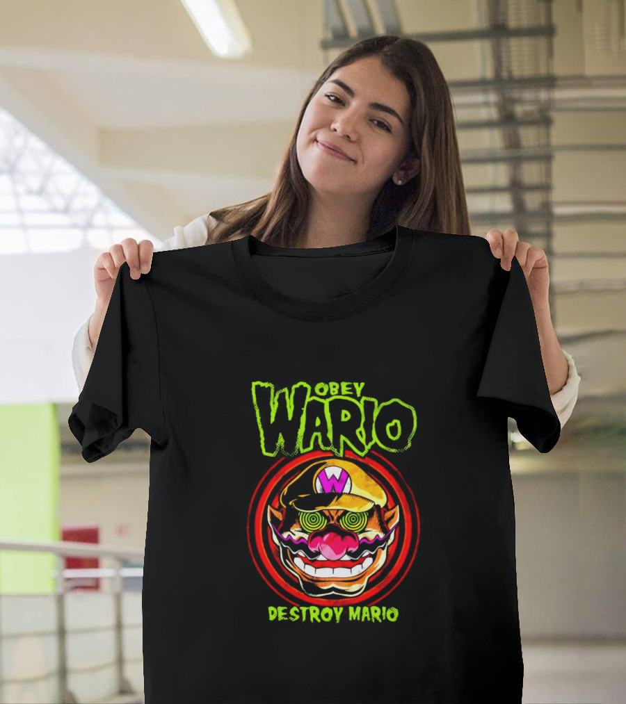 Obey Wario Destroy Mario Retro Gaming T-Shirt