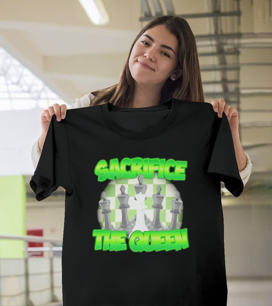 Sacrifice The Queen Chess Strategy Checkered Background T-Shirt