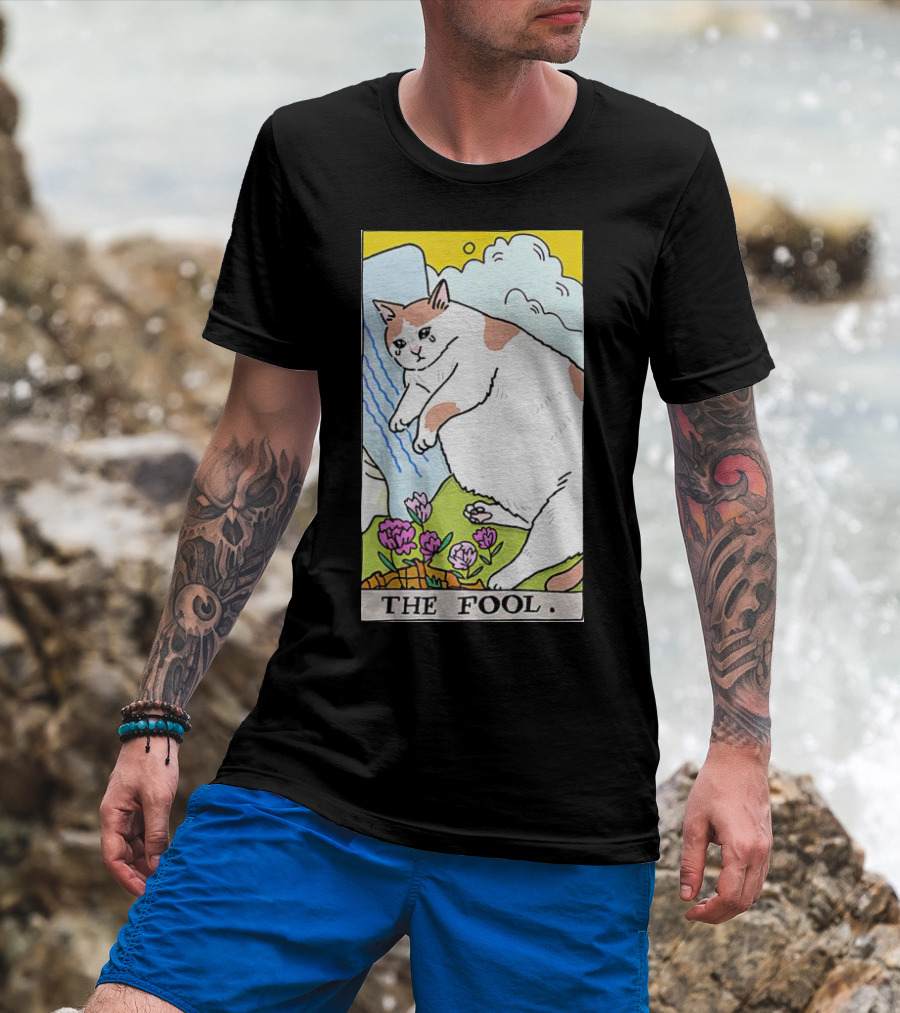 Sad Cat The Fool Tarot Card Cute Feline T-Shirt