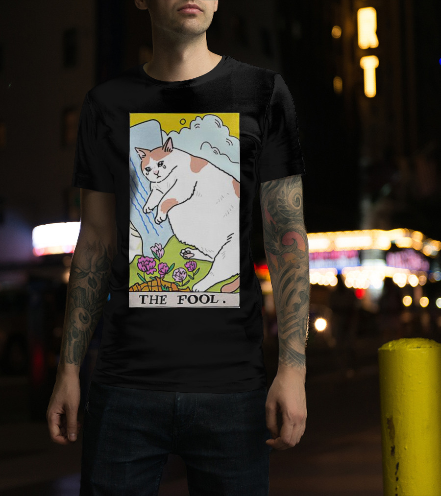 Sad Cat The Fool Tarot Card Cute Feline T-Shirt