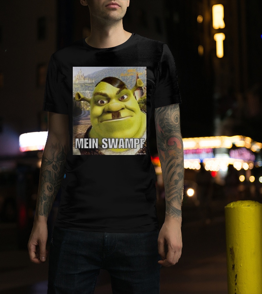 Shrek Mein Swampf Mematic Pixel Art Castle Background T-Shirt
