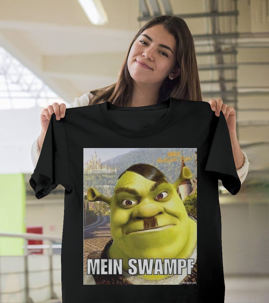 Shrek Mein Swampf Mematic Pixel Art Castle Background T-Shirt