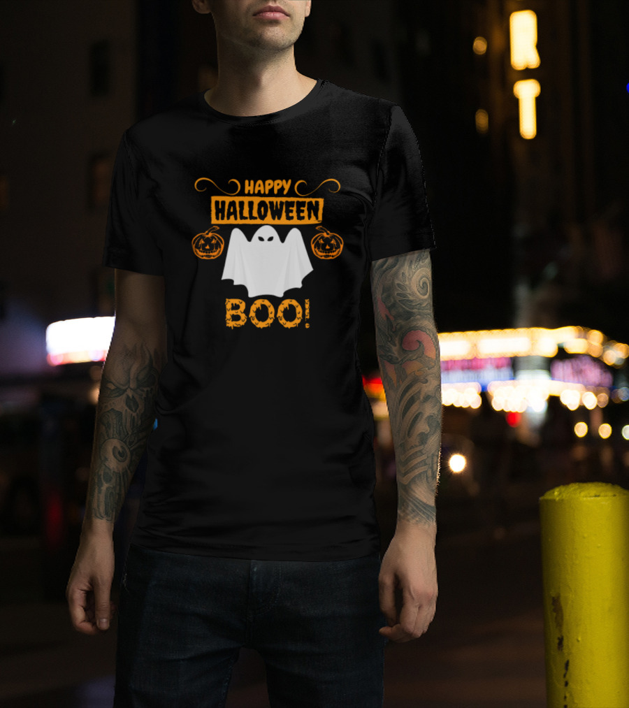 Happy Halloween Boo Ghost And Pumpkins Fun T-Shirt