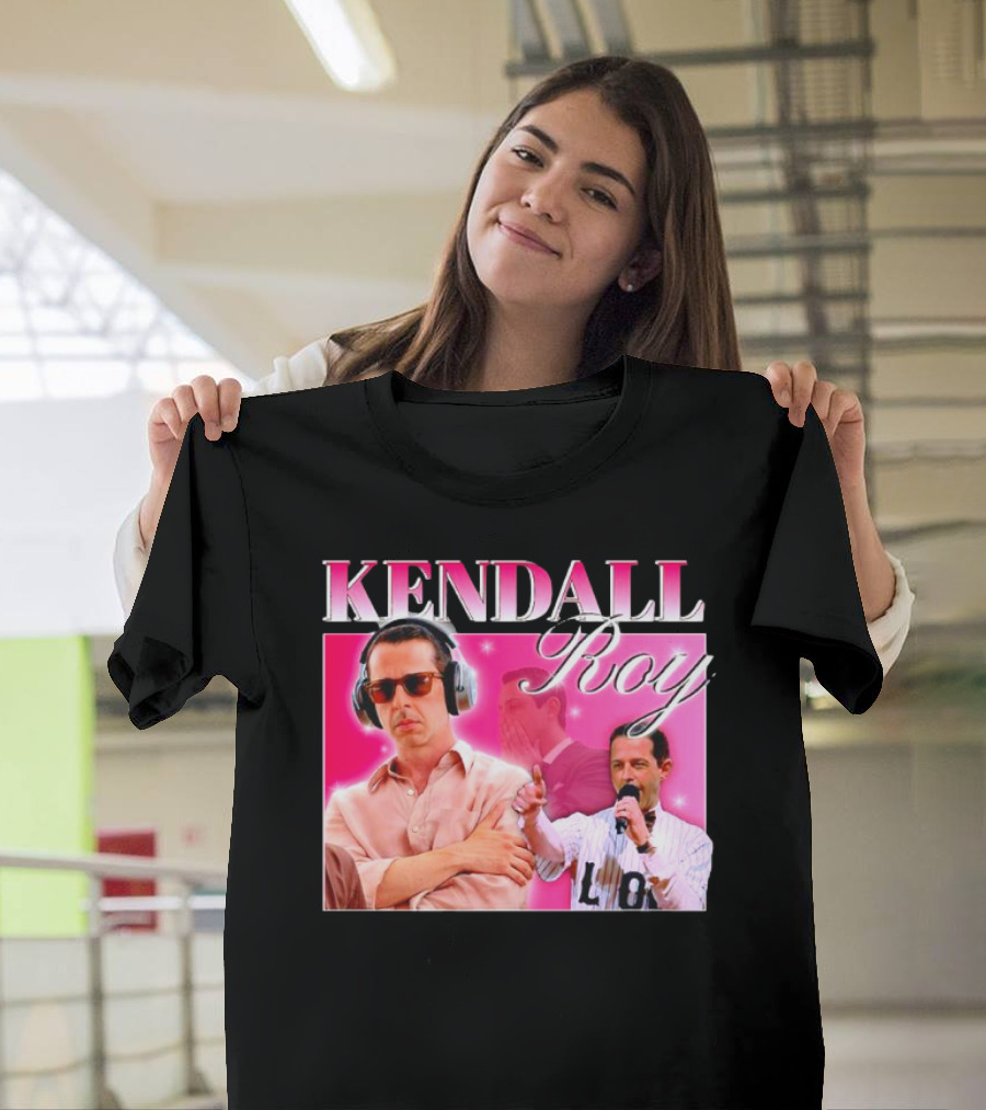 Kendall Roy Vintage Homage Pink Background Music And Microphone T-Shirt
