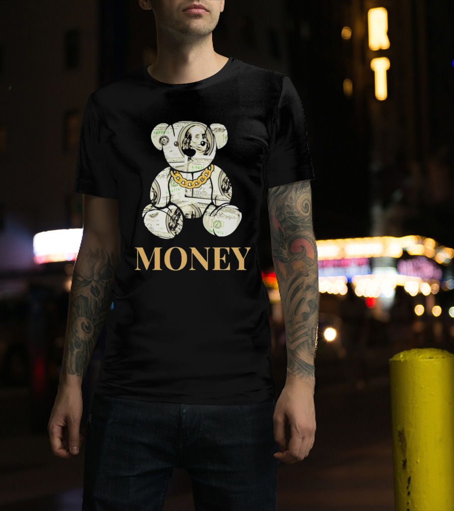 Money Dollar Bear With Gold Chain T-Shirt