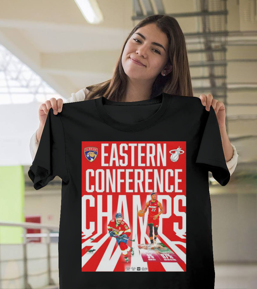 Florida Panthers And Miami Heat Eastern Conference Champs 91 Percent Win Rate T-Shirt
