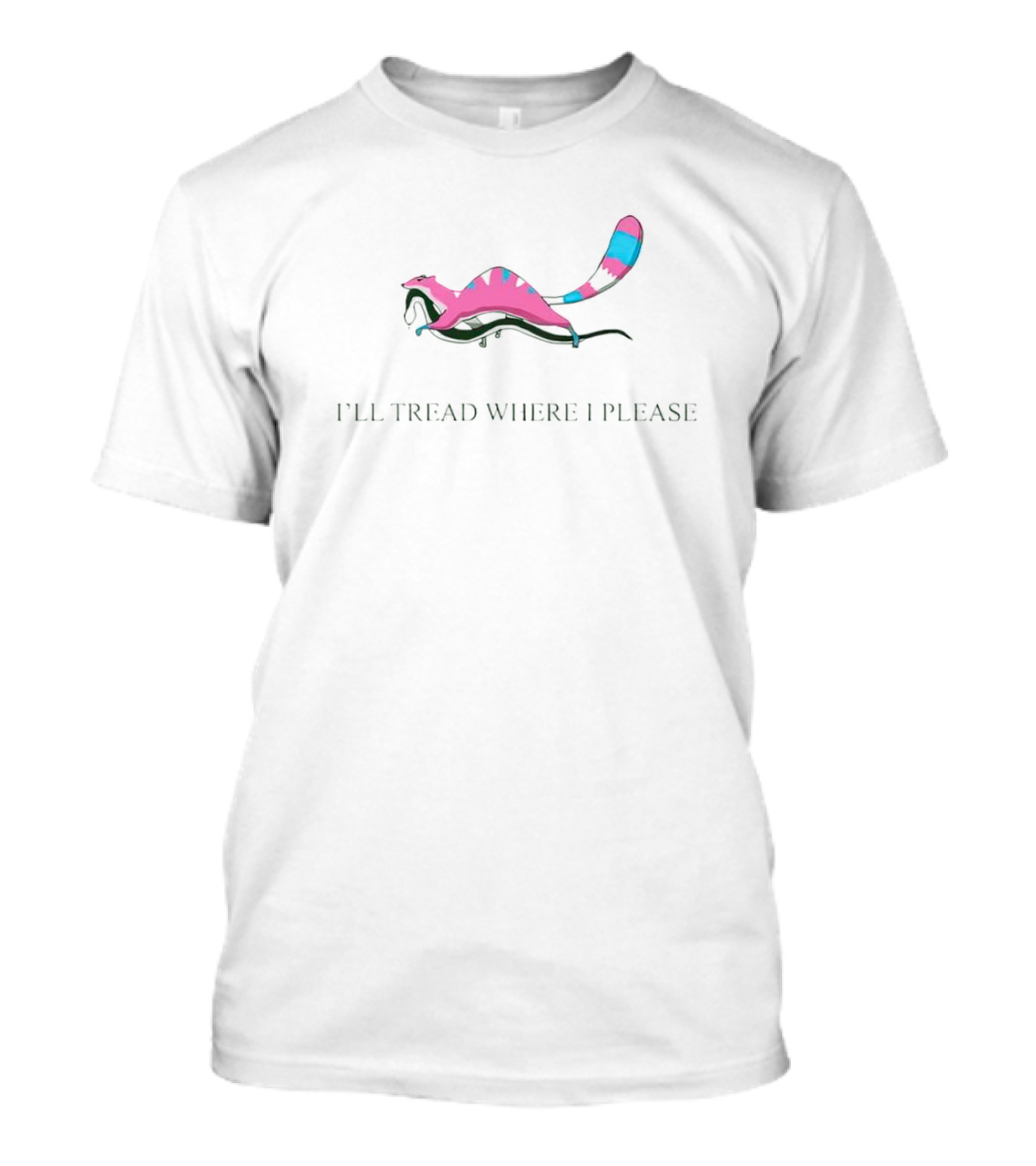 Trans I'll Tread Where I Please Dinosaur Transgender Colors T-Shirt