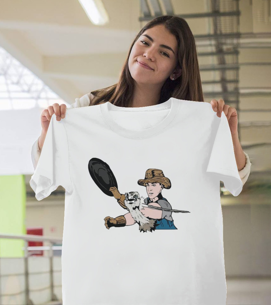 Urban Rescue Ranch Cowboy Kevin Smack with Raccoon Companion T-Shirt