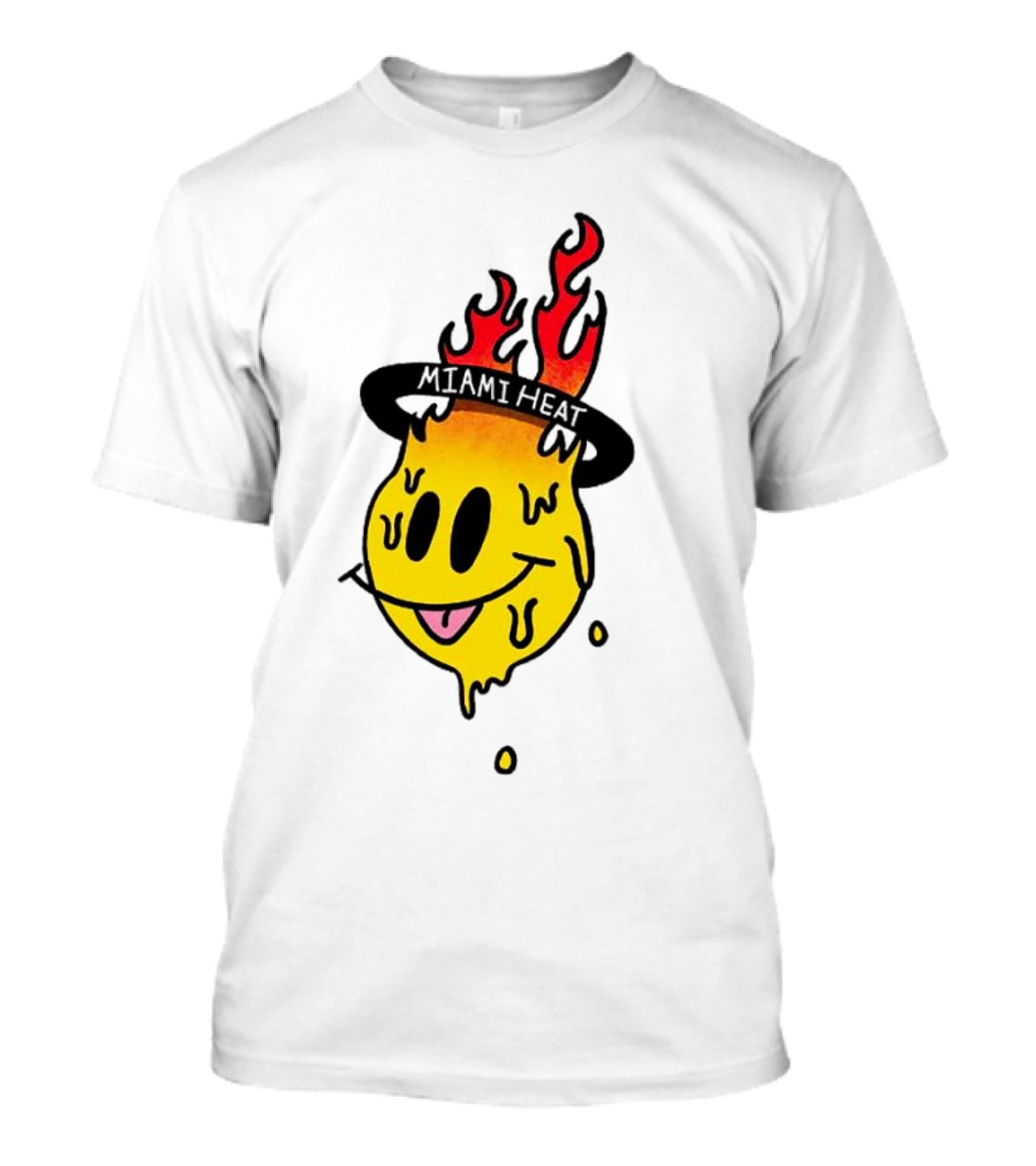 Miami Heat Flaming Melting Smiley Basketball T-Shirt