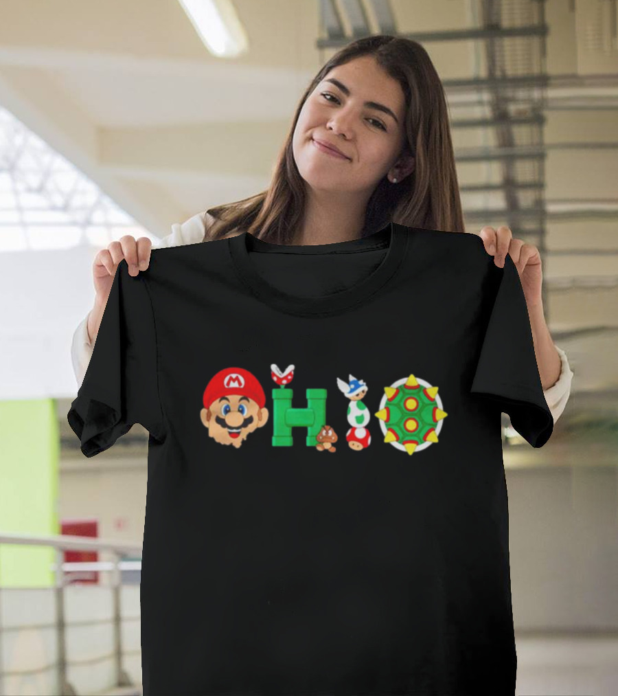 Ohio Super Mario Characters Goomba Bowser Pipe Piranha Plant Spiny Shell T-Shirt