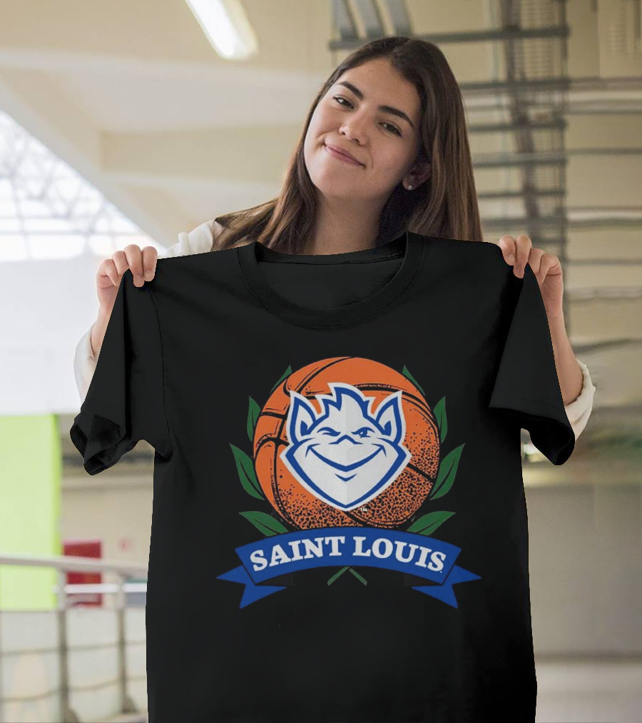 Saint Louis Billikens Basketball Emblem With Iconic Mascot And Orange Basketball T-Shirt