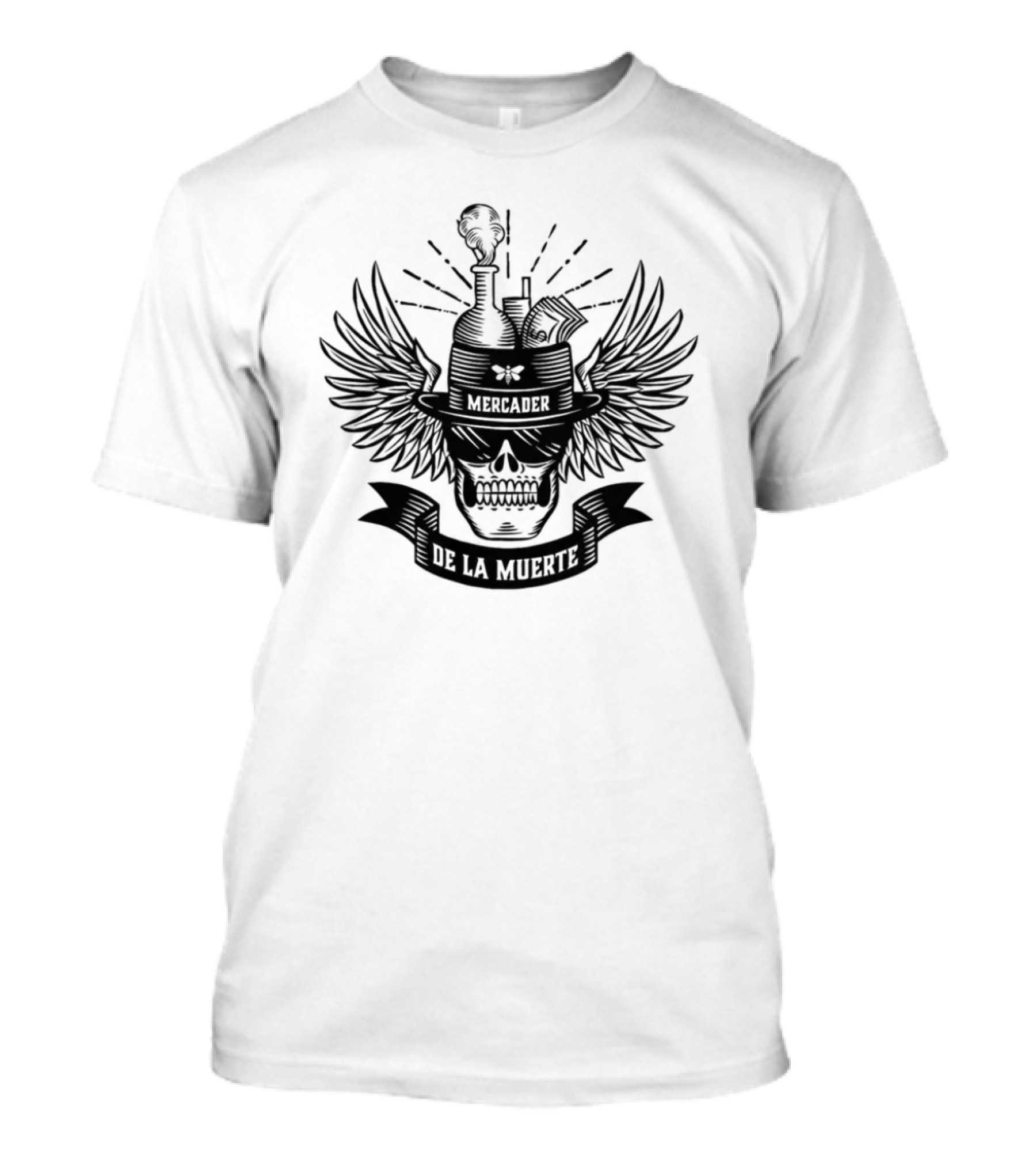 Breaking Bad Mercader De La Muerte Skull Wings Flask Money Smoke T-Shirt