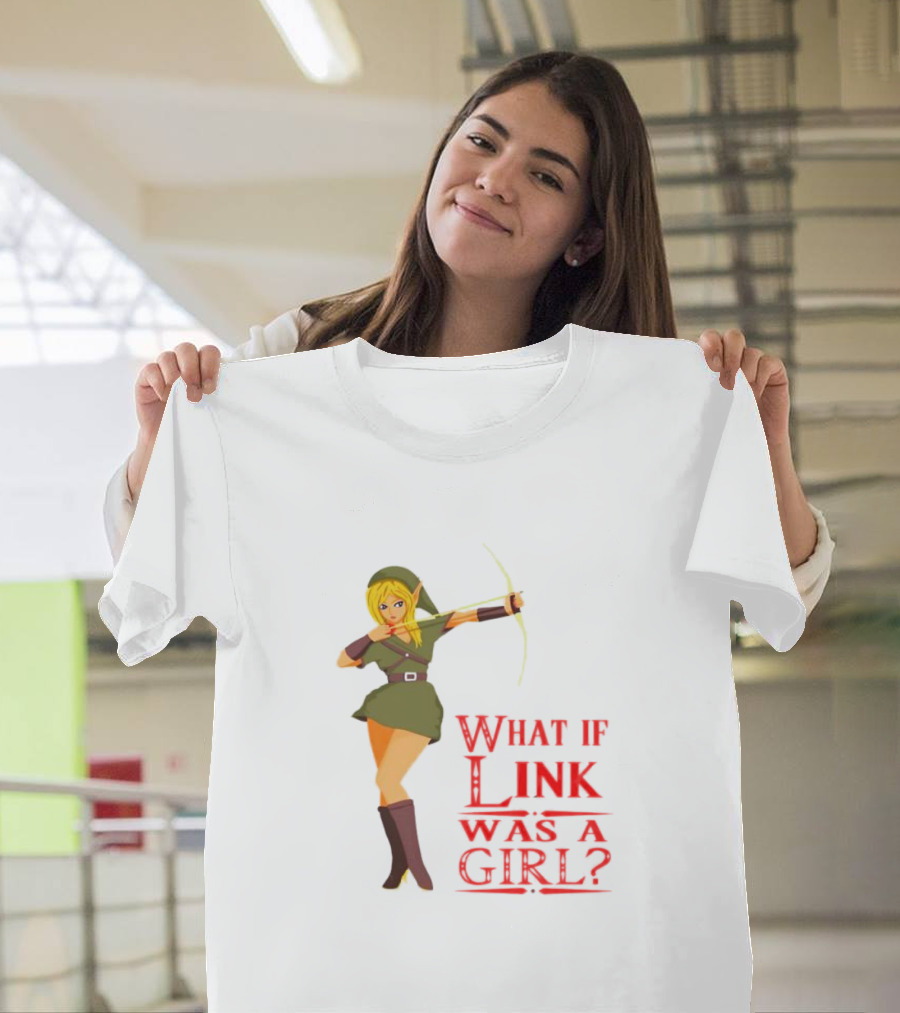 The Legend of Zelda What If Link Was a Girl Bow and Arrow Pose T-Shirt