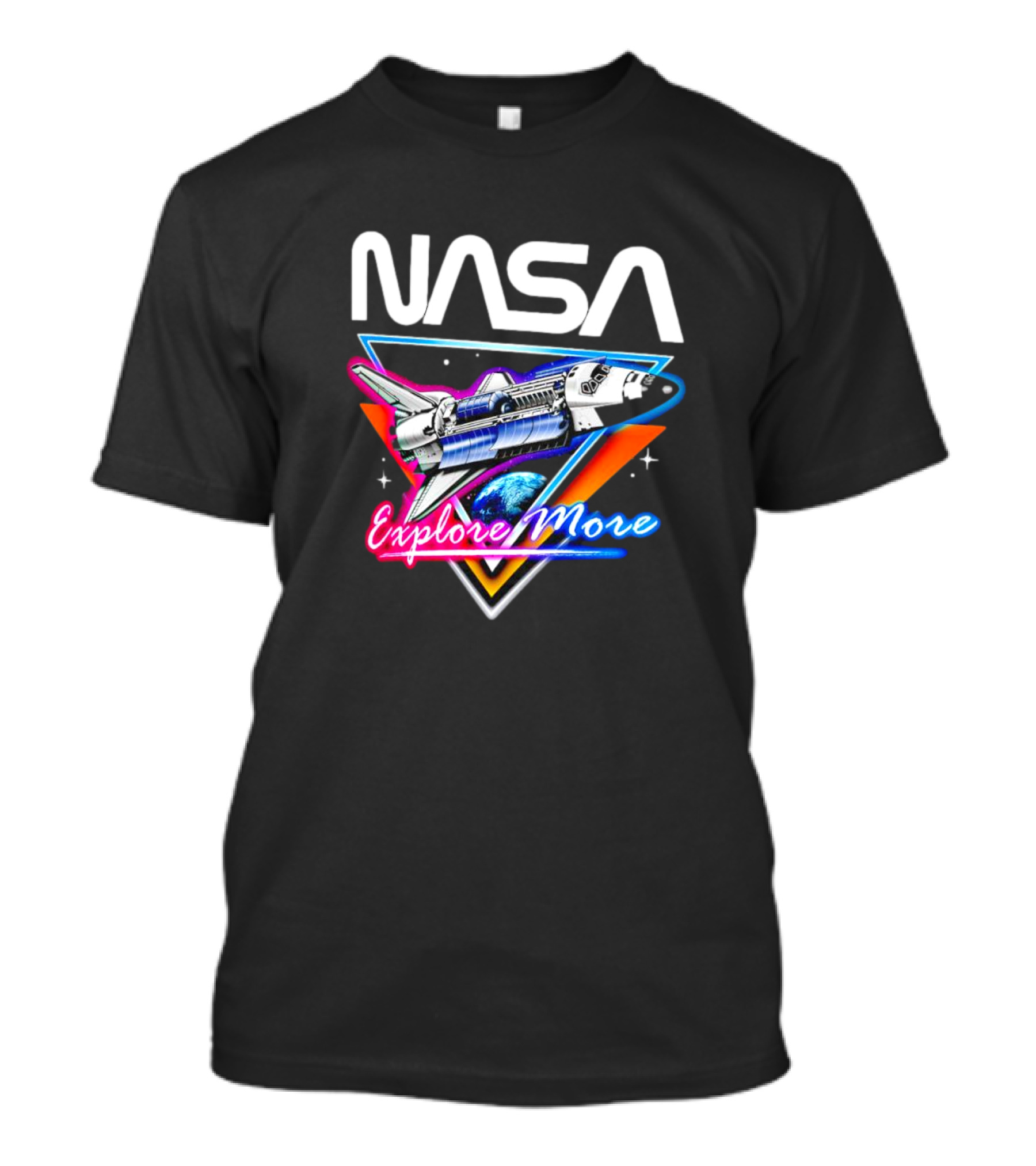 NASA Explore More Space Shuttle Triangle Earth Retro T-Shirt