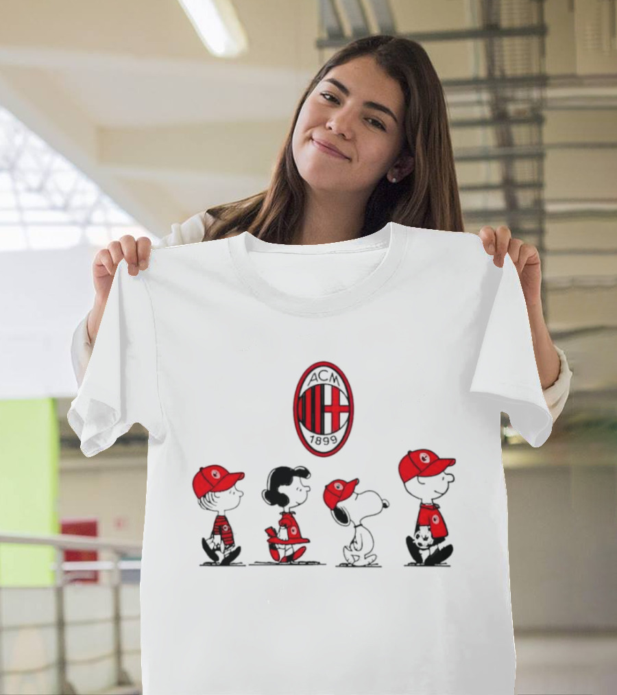 AC Milan FC Peanuts Snoopy Characters Walking T-Shirt