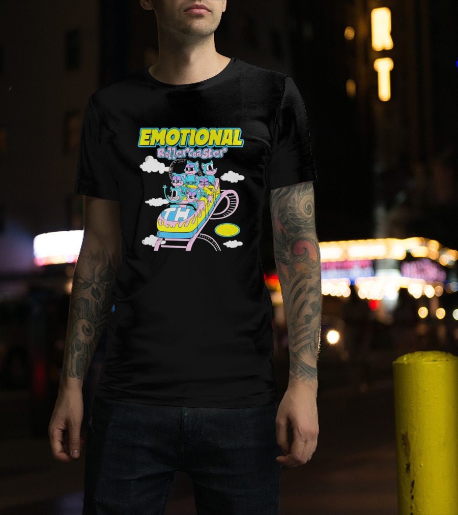 Emotional Rollercoaster Cartoon Characters On Amusement Ride T-Shirt