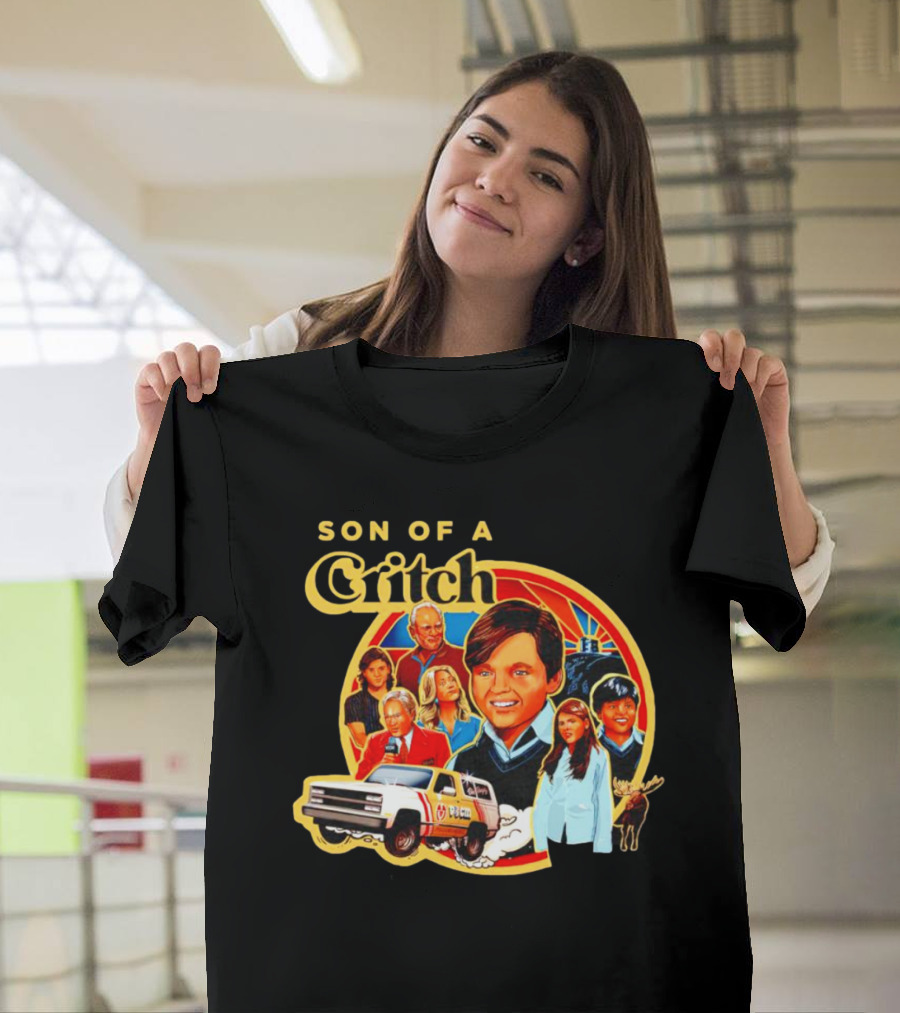 Son of a Critch Family Adventure with Classic Car and Moose T-Shirt