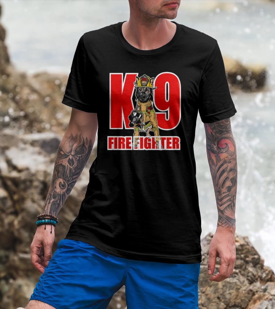 K9 Fire Fighter Dog In Firefighter Gear T-Shirt