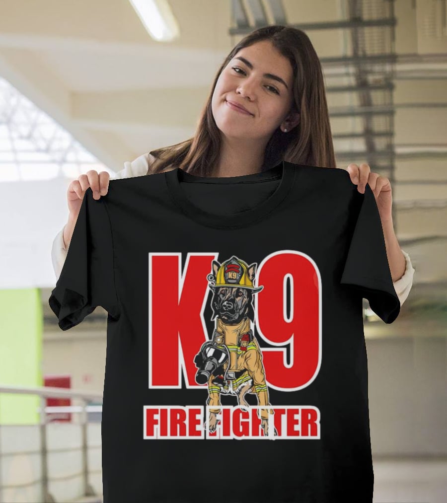 K9 Fire Fighter Dog In Firefighter Gear T-Shirt