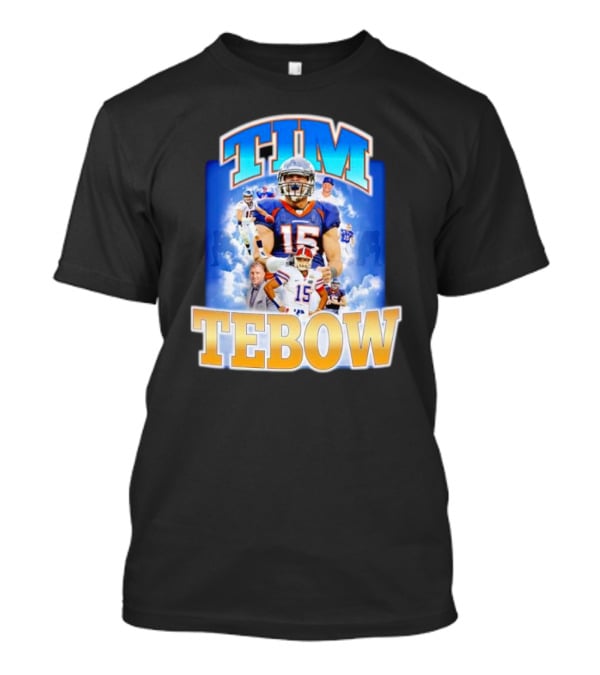 TIM TEBOW Football Montage With Number 15 And Team Colors T-Shirt